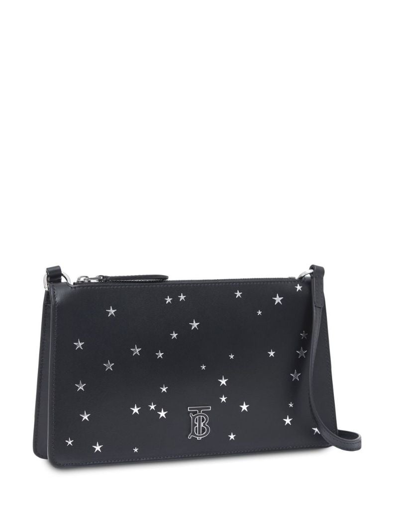 Black Star Print Leather Shoulder Bag