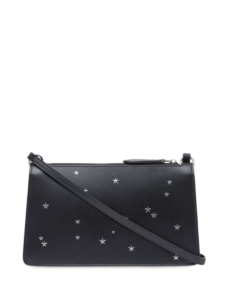 Black Star Print Leather Shoulder Bag