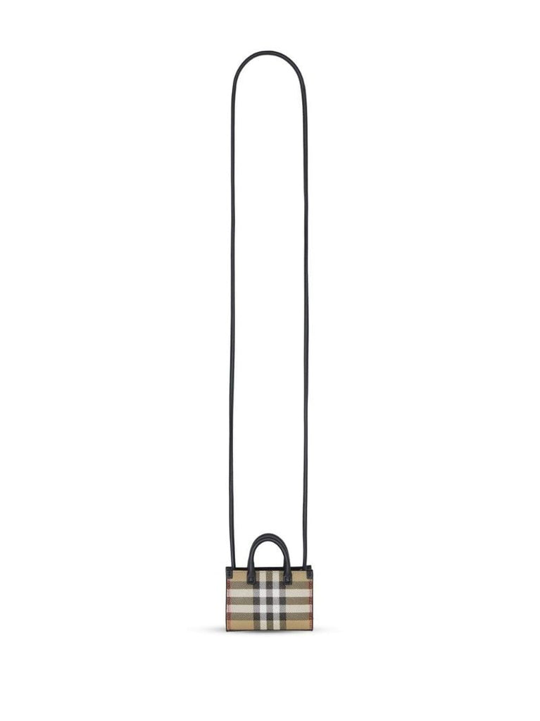 Brown Vintage Check Mini Leather Shoulder Bag