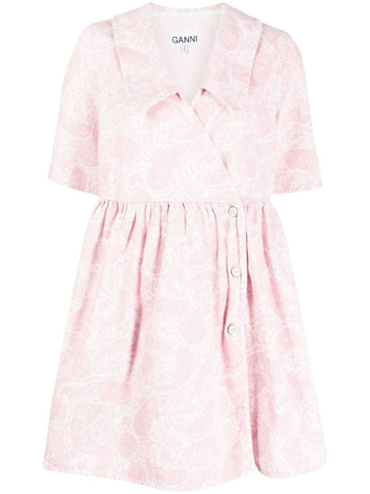 Pink Paisley Print Mini Dress