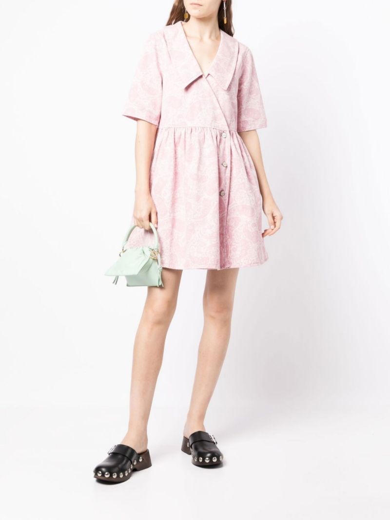 Pink Paisley Print Mini Dress