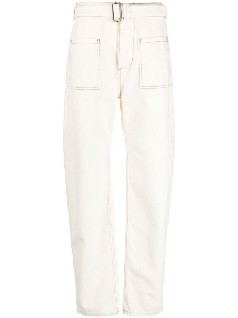 White Straight Leg Cargo Trousers