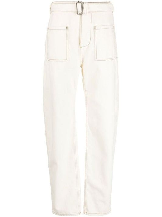 White Straight Leg Cargo Trousers
