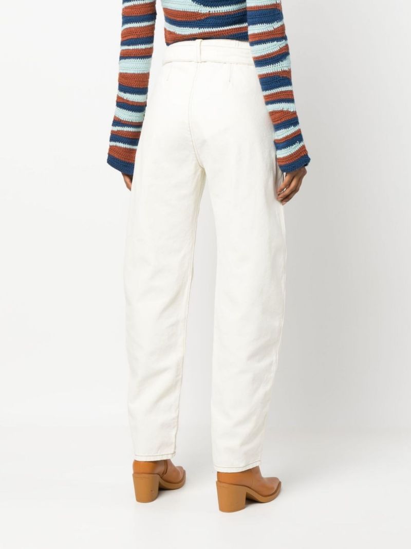 White Straight Leg Cargo Trousers