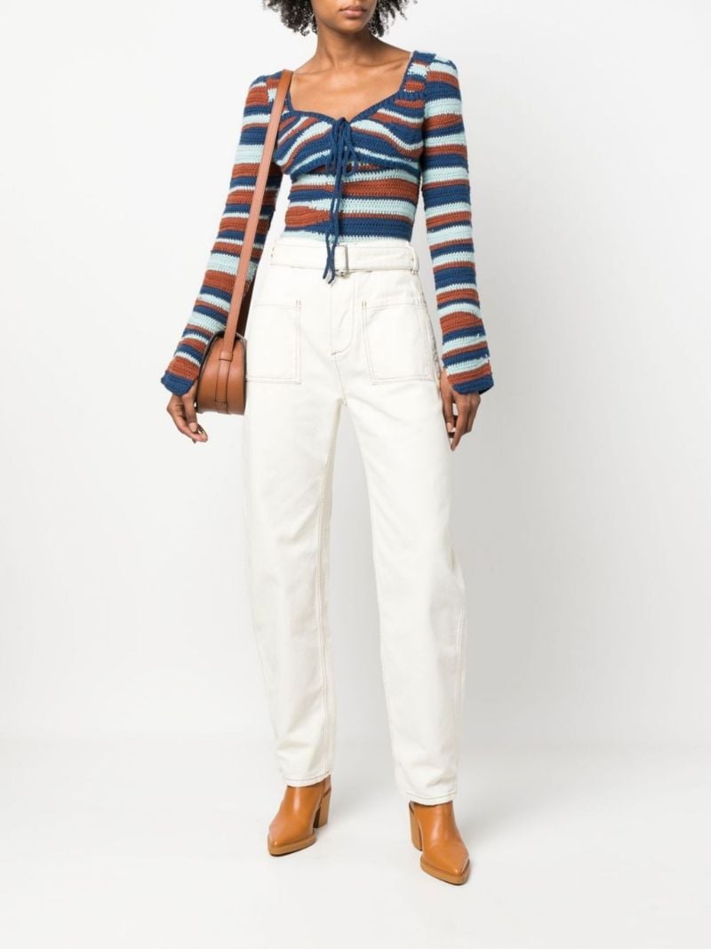 White Straight Leg Cargo Trousers