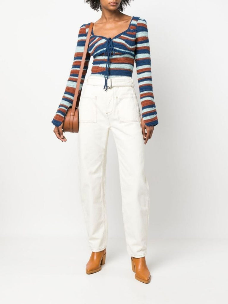 White Straight Leg Cargo Trousers