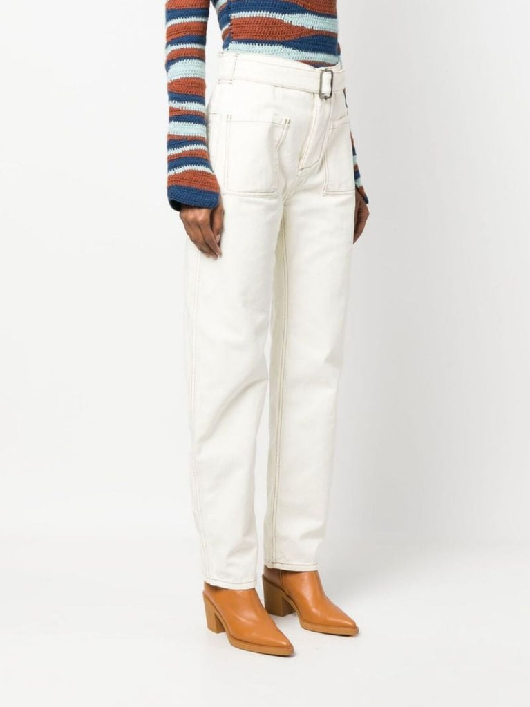 White Straight Leg Cargo Trousers