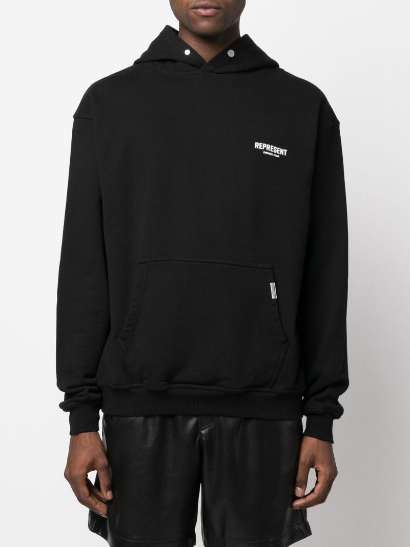 Black Logo Print Hoodie