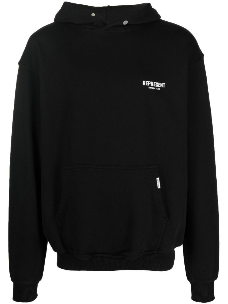 Black Logo Print Hoodie