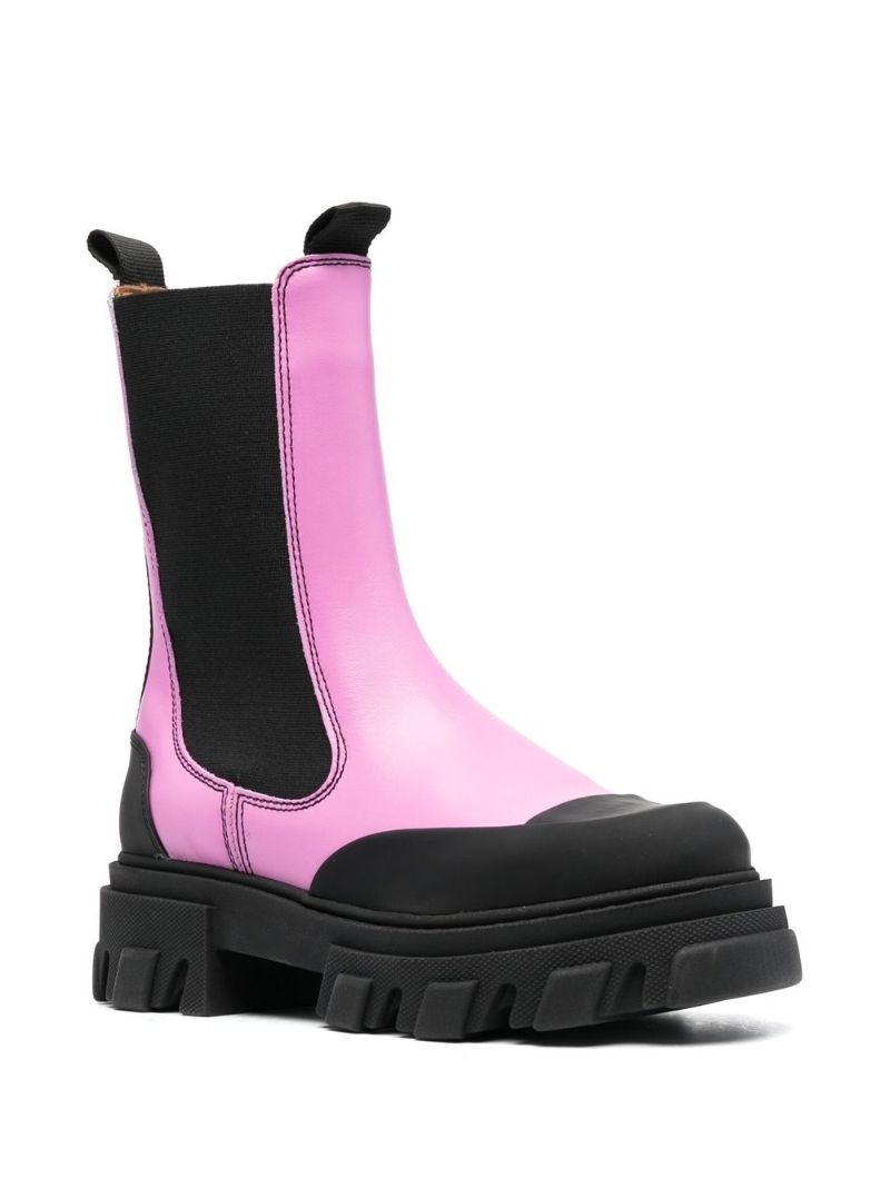 Pink Leather Chelsea Boots