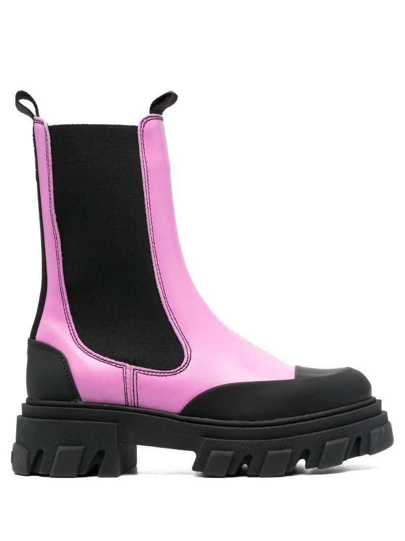 Pink Leather Chelsea Boots