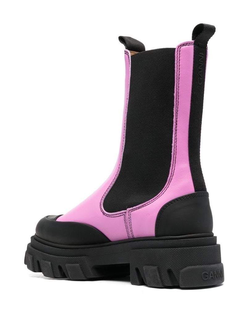 Pink Leather Chelsea Boots