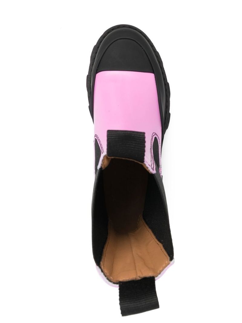Pink Leather Chelsea Boots