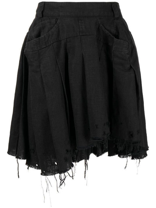 Black Distressed Effect Skirt
