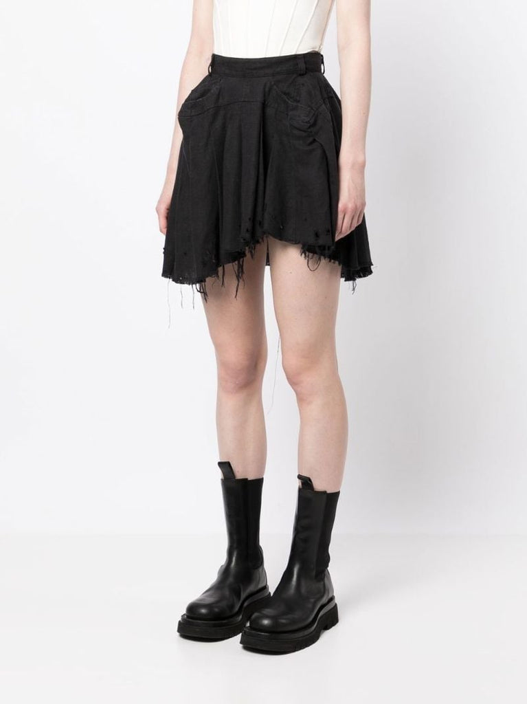 Black Distressed Effect Skirt