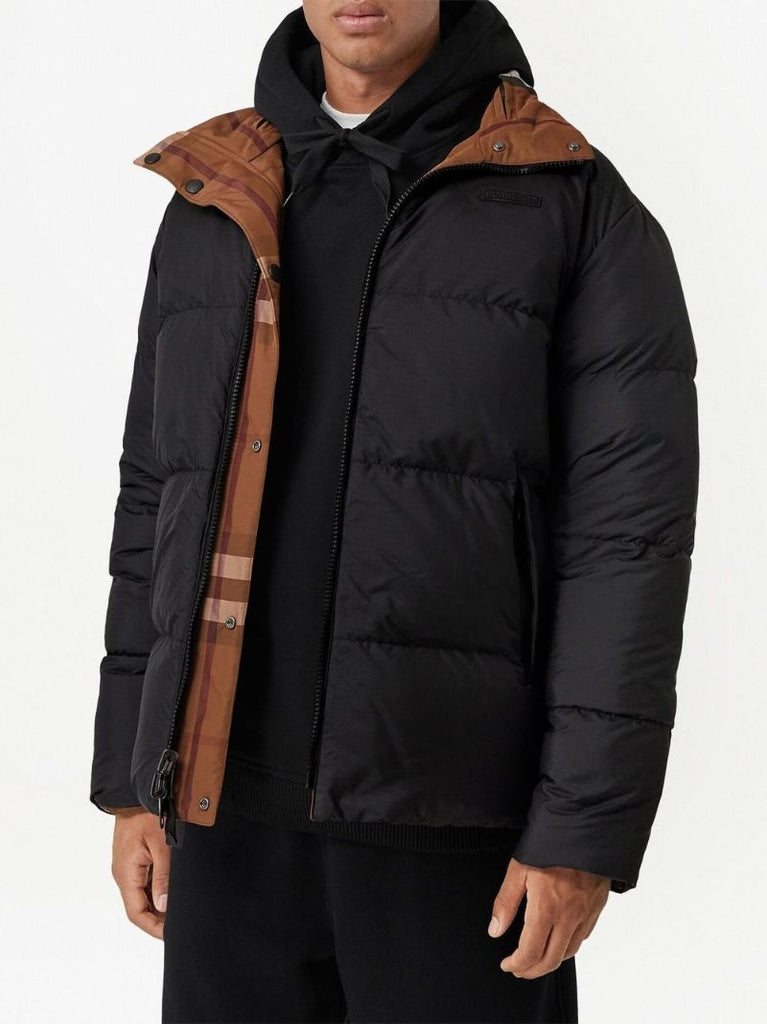 Brown Reversible Check Puffer Jacket