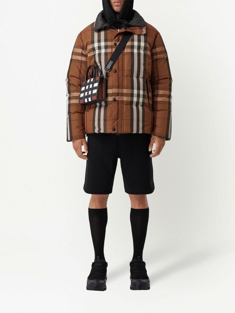 Brown Reversible Check Puffer Jacket