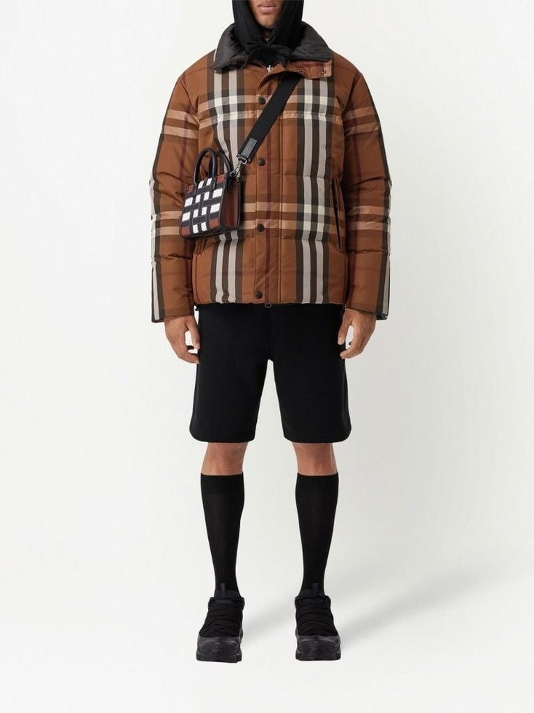 Brown Reversible Check Puffer Jacket
