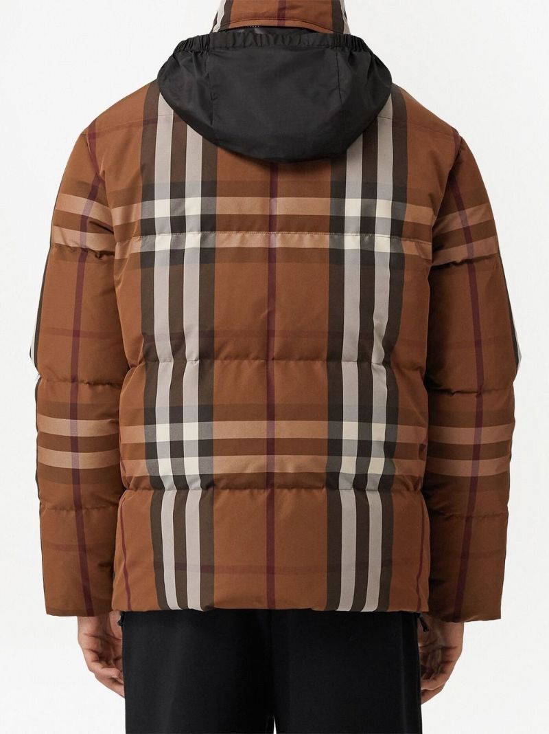Brown Reversible Check Puffer Jacket