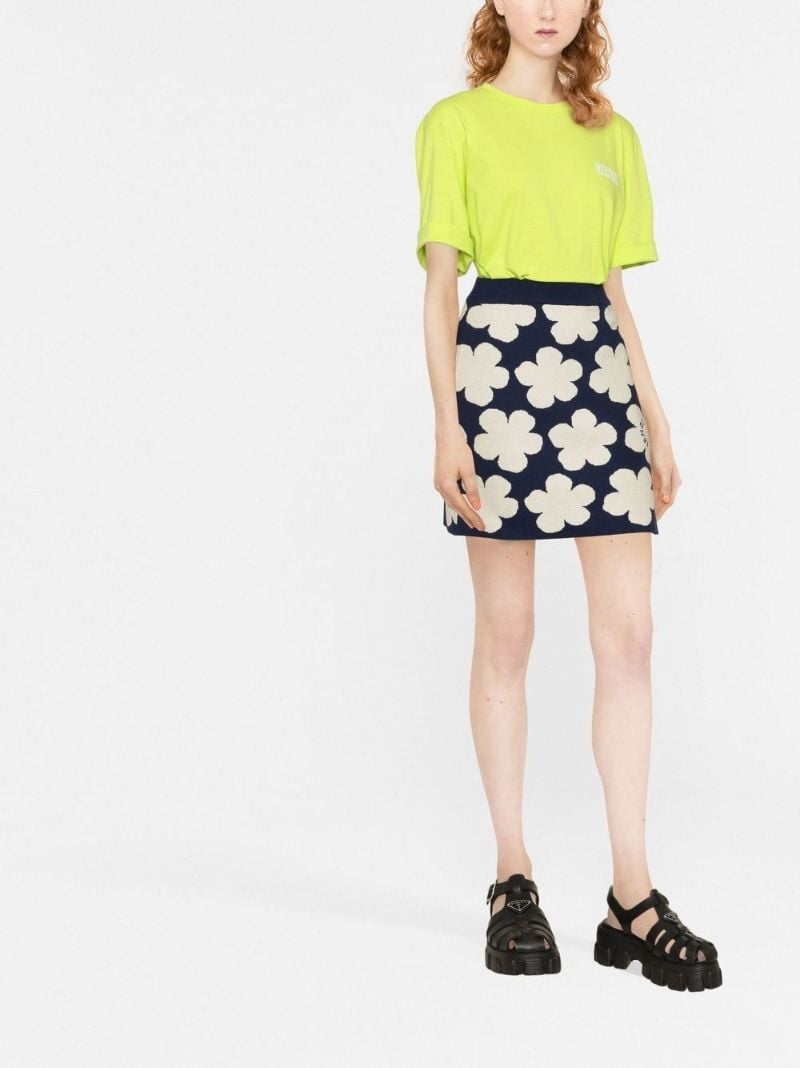 Blue Hana Dots Floral Print Mini Skirt