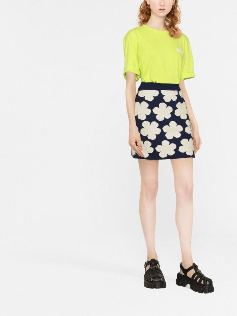 Blue Hana Dots Floral Print Mini Skirt