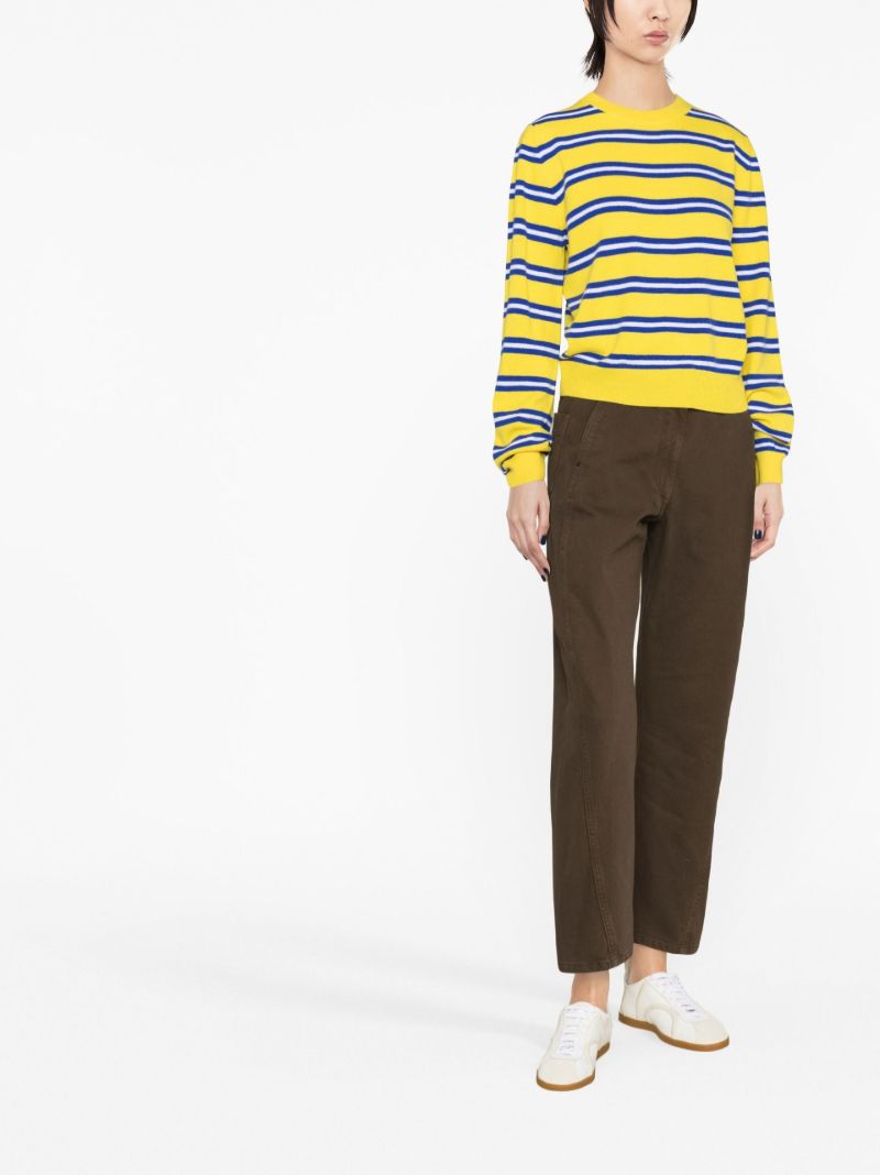 Yellow Striped Stretch Wool Sweater