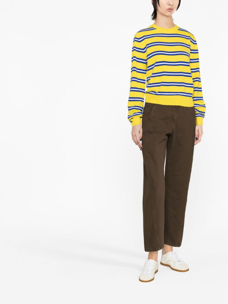 Yellow Striped Stretch Wool Sweater