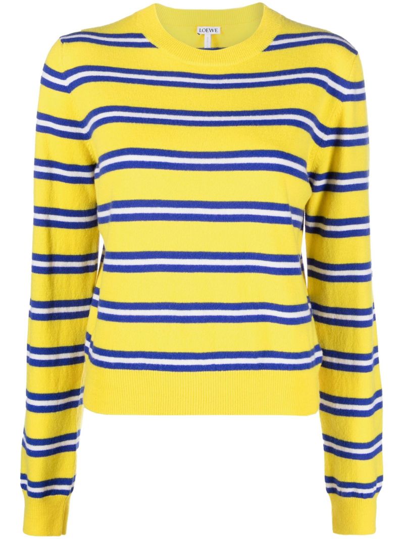 Yellow Striped Stretch Wool Sweater