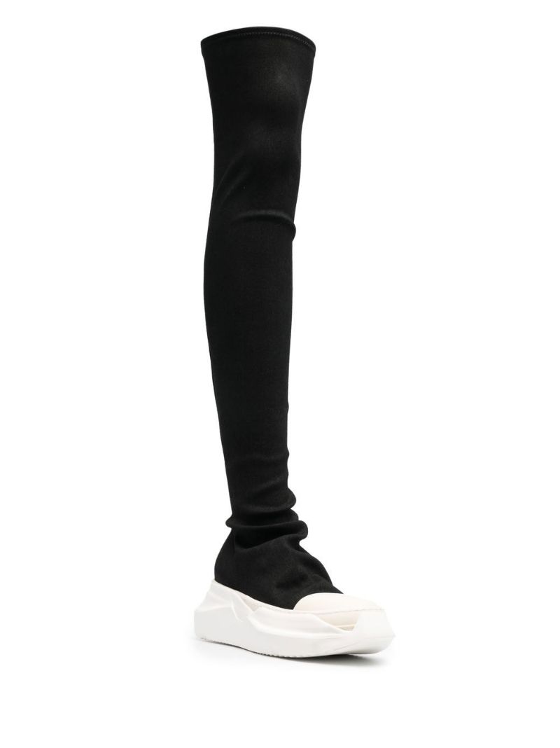 Black Abstract Thigh-high Sneaker Boots