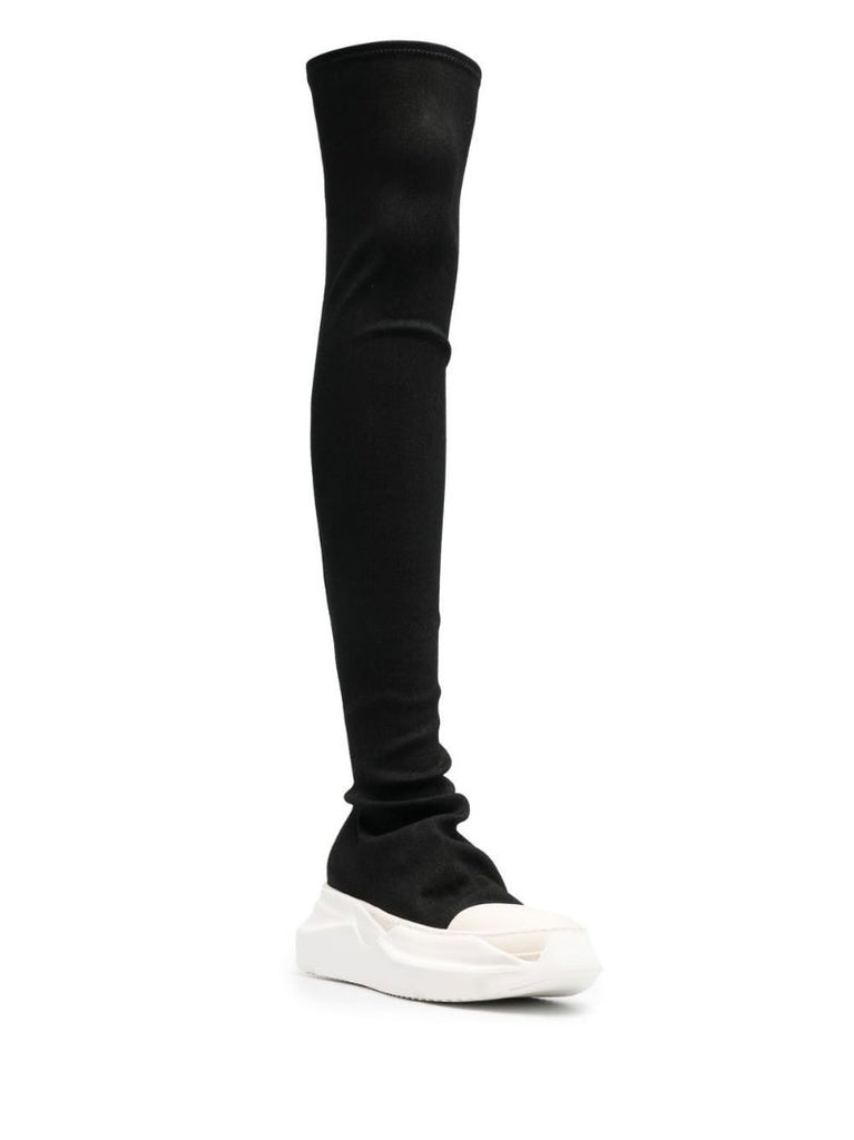 Black Abstract Thigh-high Sneaker Boots