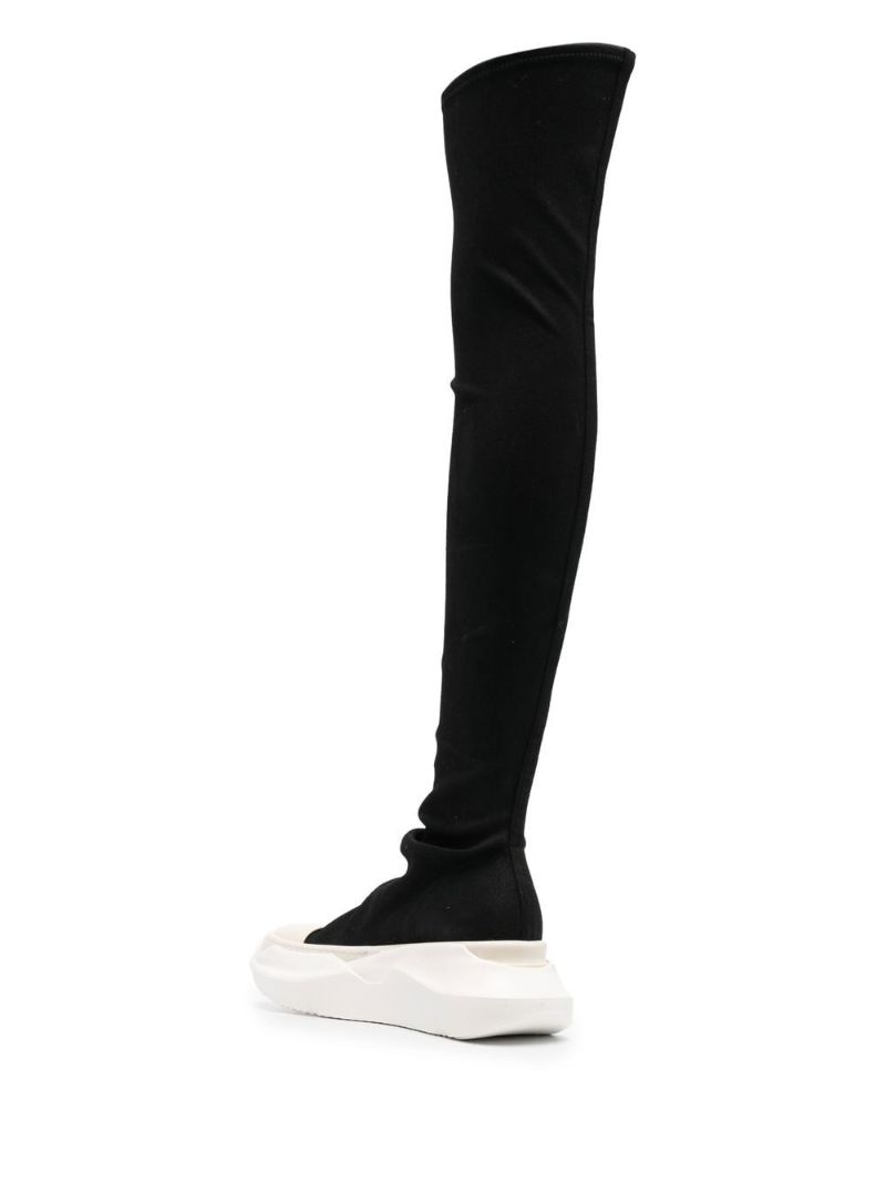 Black Abstract Thigh-high Sneaker Boots