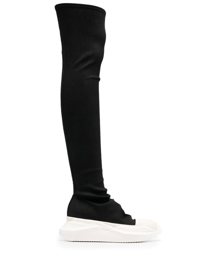 Black Abstract Thigh-high Sneaker Boots
