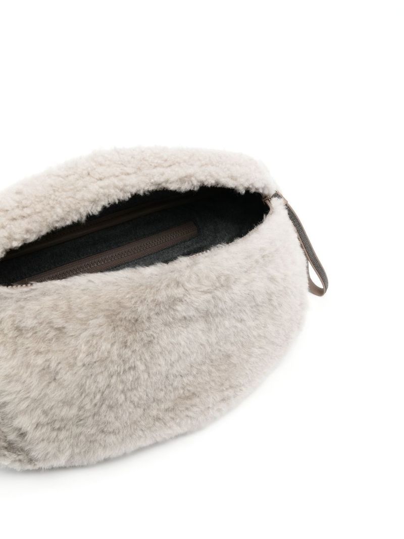 Grey Frosty Shearling Belt Bag