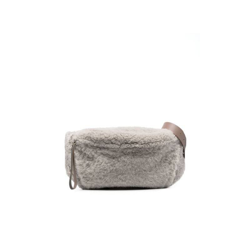 Grey Frosty Shearling Belt Bag