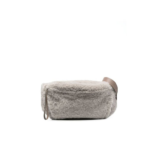Grey Frosty Shearling Belt Bag