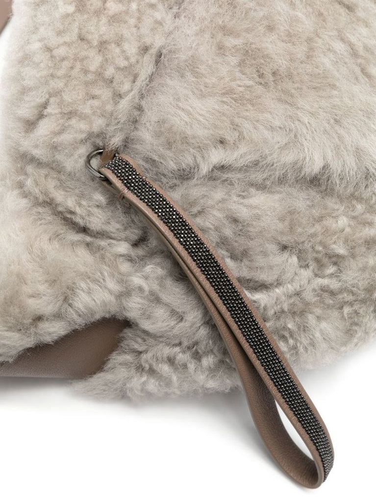 Grey Frosty Shearling Belt Bag