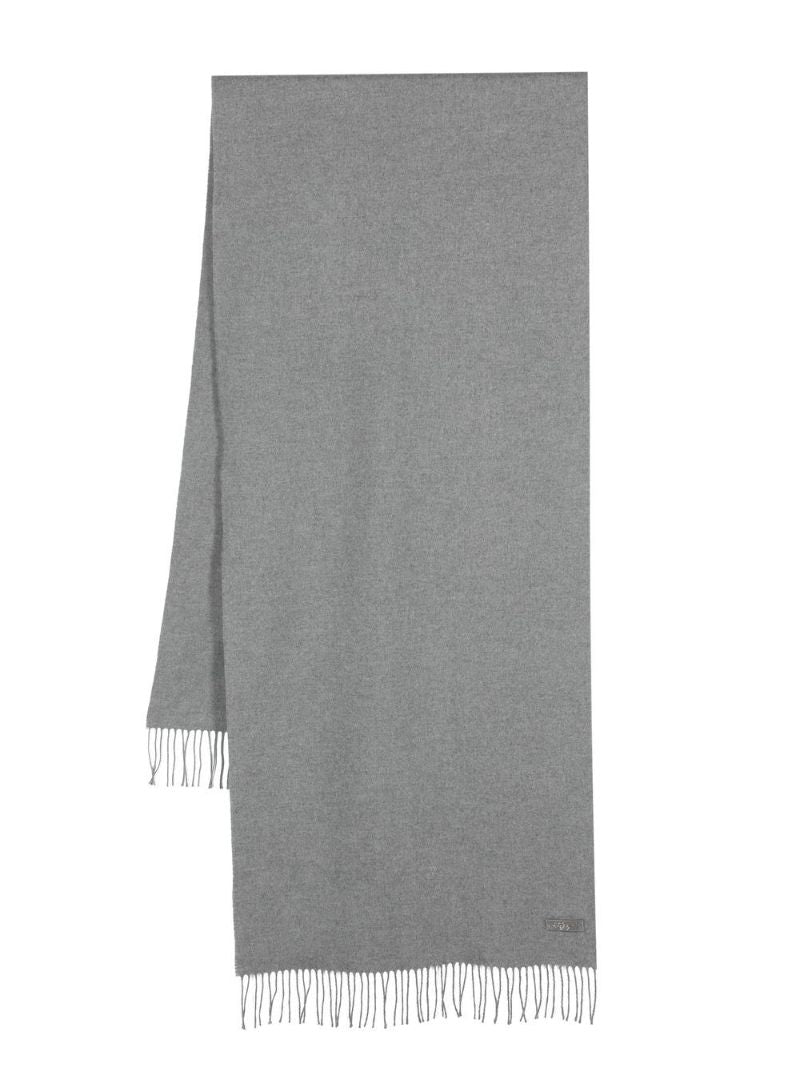 Grey Fringed Silk Scarf
