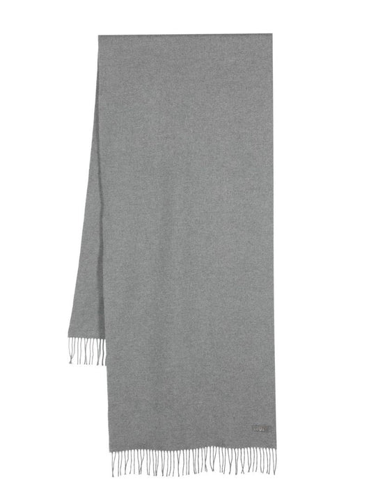 Grey Fringed Silk Scarf