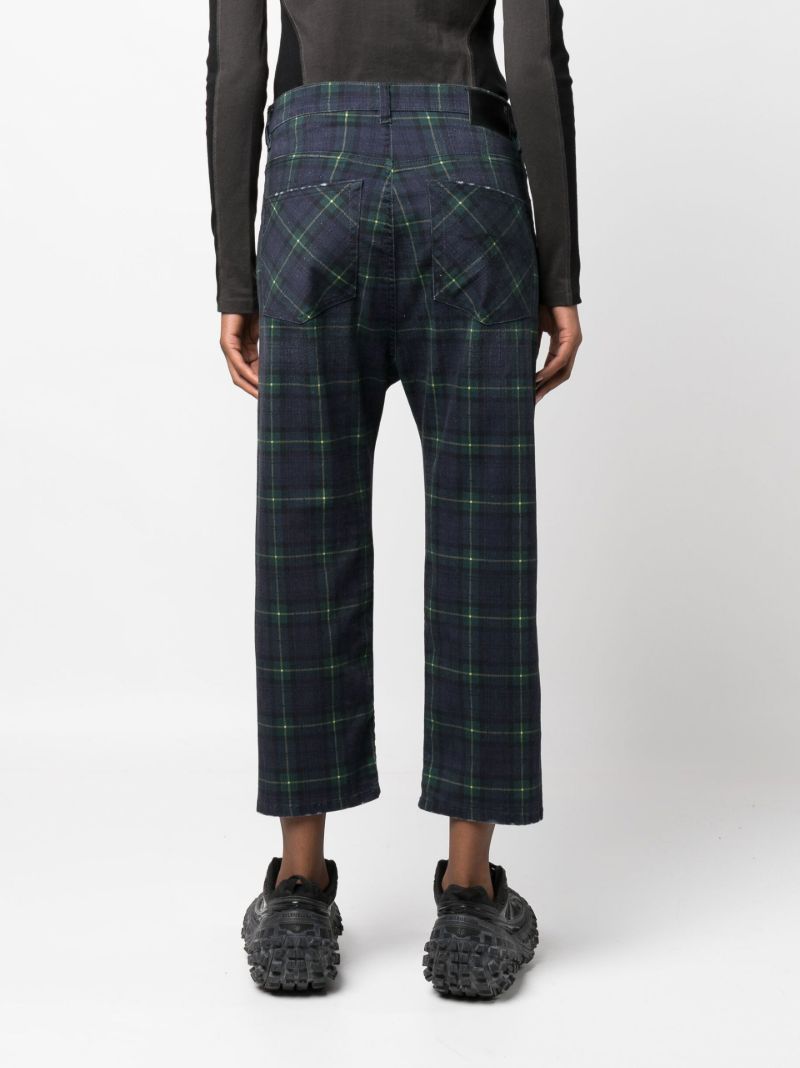 Green Tailored Drop Tartan Print Jeans