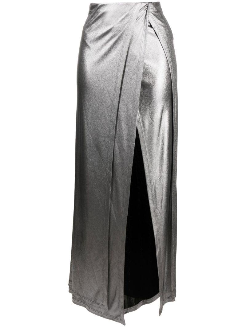 Silver-tone Metallic Wrap Skirt