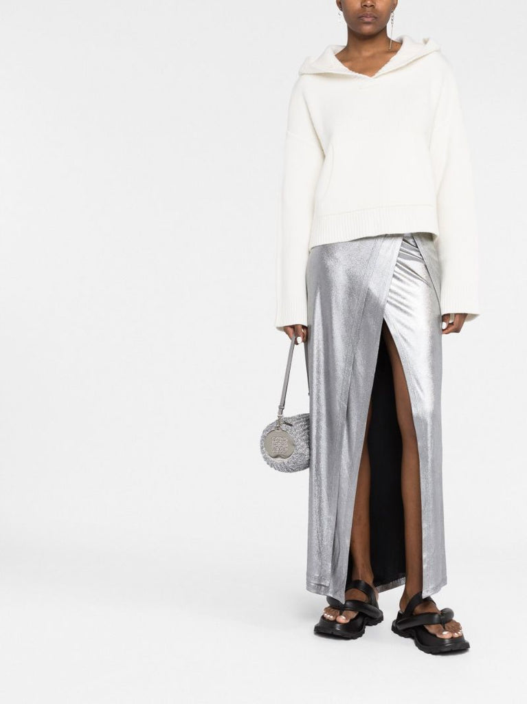 Silver-tone Metallic Wrap Skirt