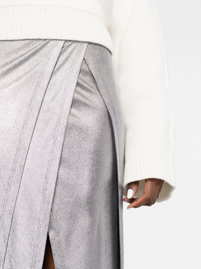 Silver-tone Metallic Wrap Skirt