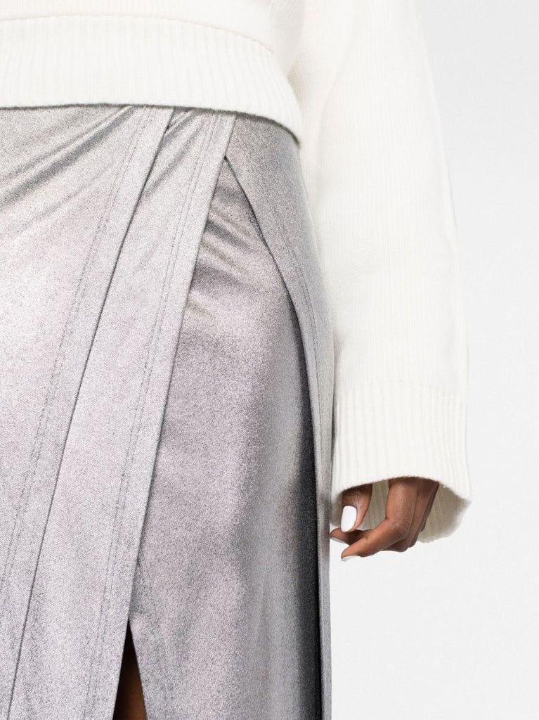 Silver-tone Metallic Wrap Skirt