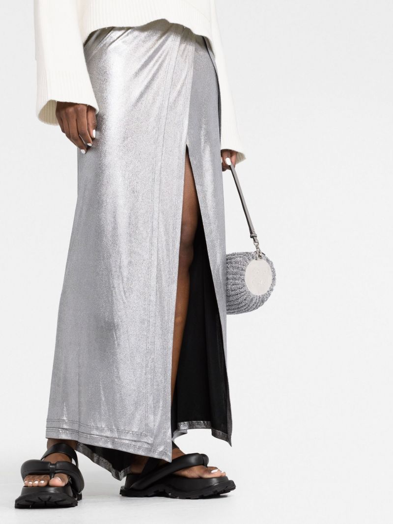 Silver-tone Metallic Wrap Skirt
