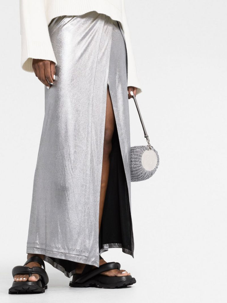 Silver-tone Metallic Wrap Skirt