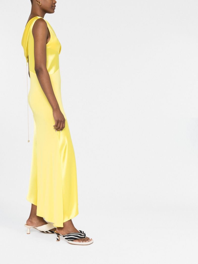 Yellow Asymmetric Draped Midi Dress