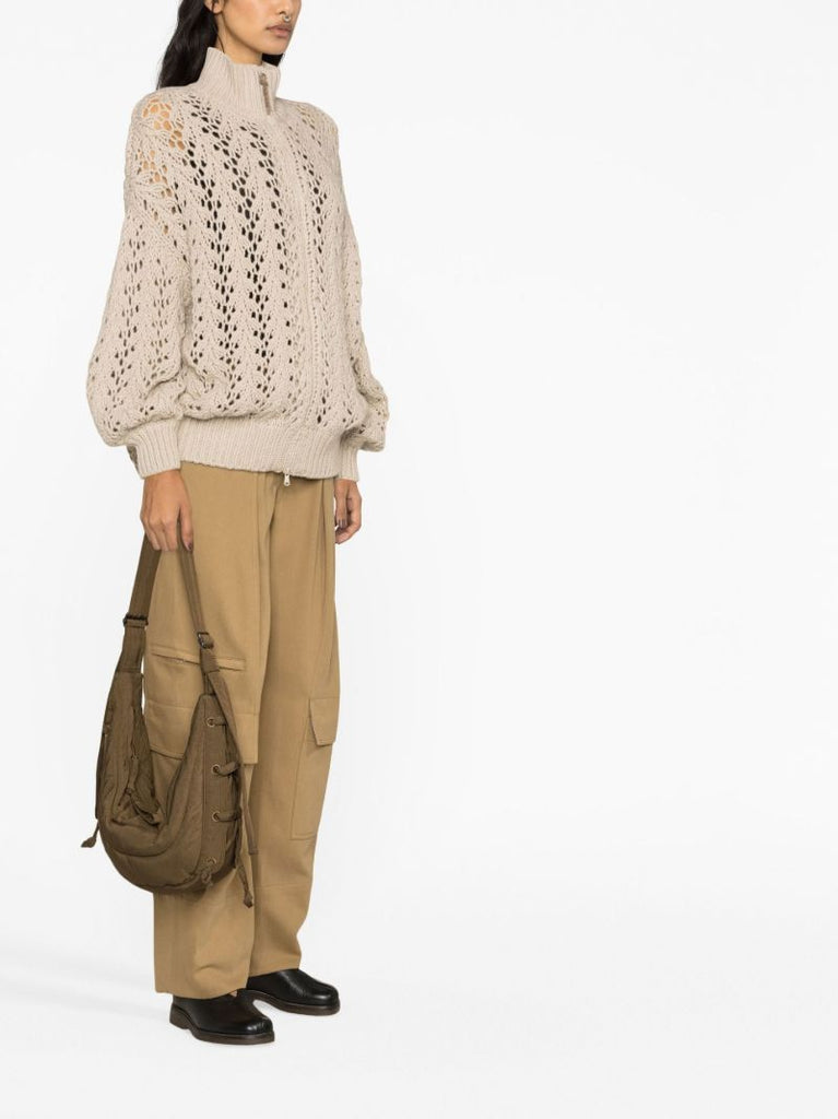 Neutral Zip-up Crochet Cardigan
