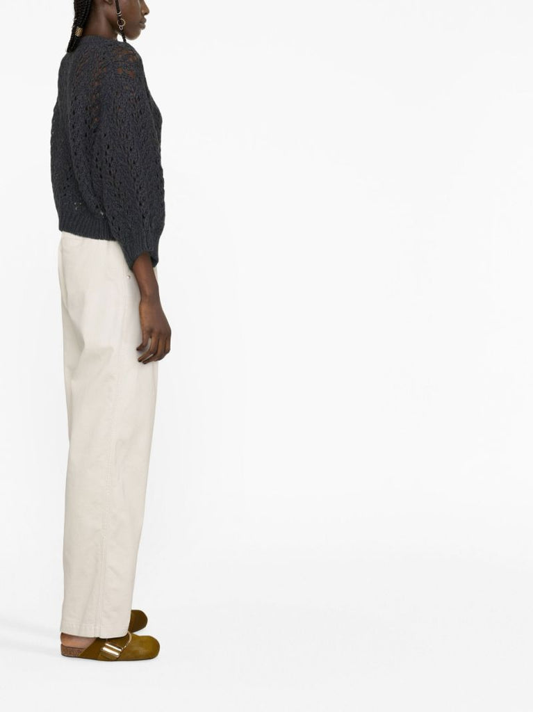 Neutral High Waist Cotton Trousers
