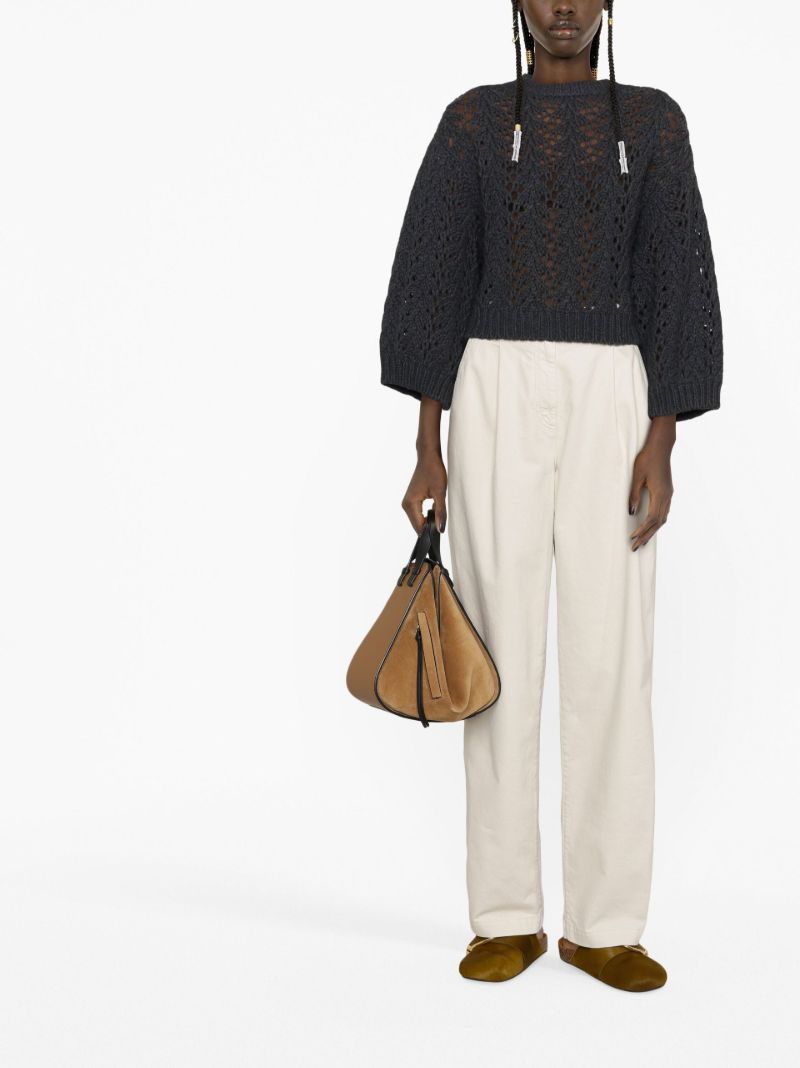 Neutral High Waist Cotton Trousers