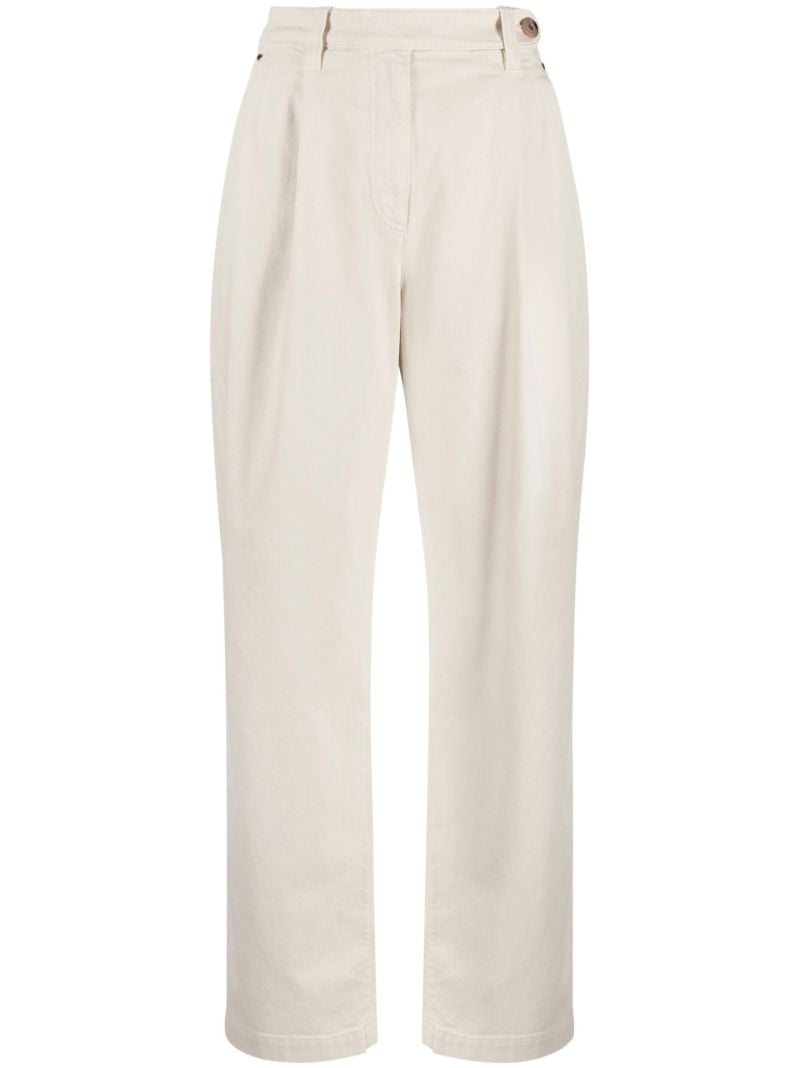 Neutral High Waist Cotton Trousers